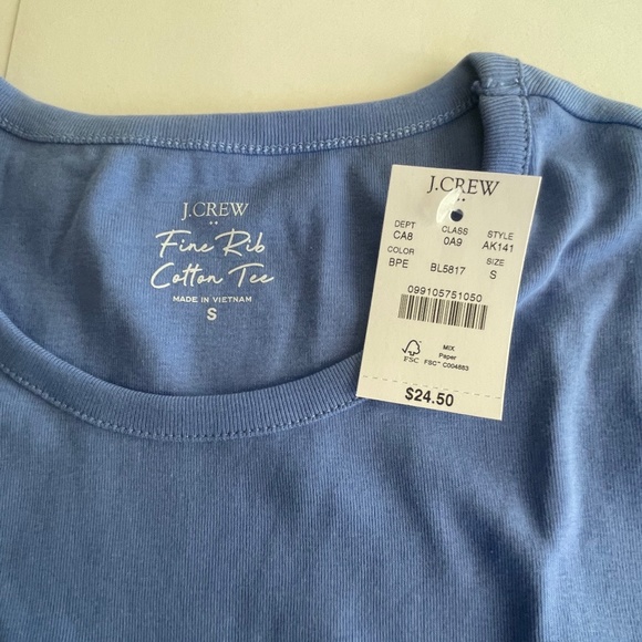 COPY - J Crew Fine-Rib Cotton Crewneck Tee - Blue - S - Picture 5 of 6